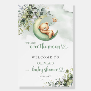 Boho greenery over the moon teddy bear Welcome Foam Board
