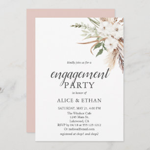 Boho Greenery Pampa Grass Engagement Party Invitation