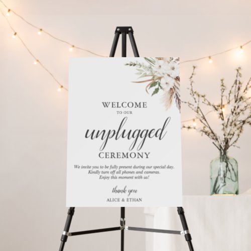 Boho Greenery Pampa Grass Unplugged Sign