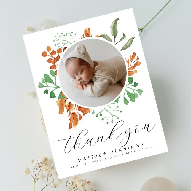 Boho Greenery Photo Baby Shower Thank You  Postcard (Creator Uploaded)