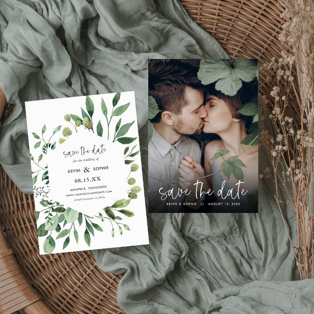 Boho Greenery Photo Save the Date (Creator Uploaded)