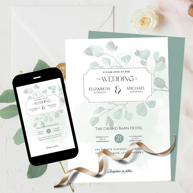 Boho Greenery Print or Digital Wedding Invitation (Creator Uploaded)
