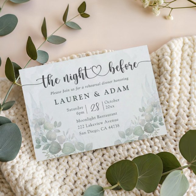 Boho Greenery Rehearsal Dinner  Wedding Invitation (Creator Uploaded)