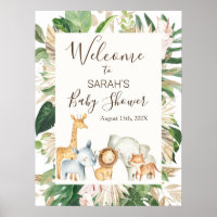 Boho Greenery Safari Baby Shower Welcome Sign