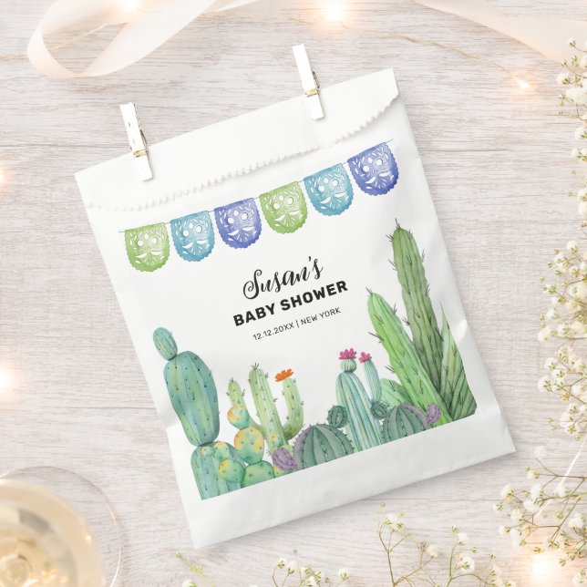 Boho Greenery Taco Fiesta Cactus Baby Shower  Favor Bag (Clipped)