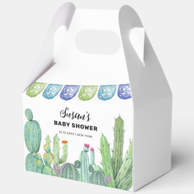 Boho Greenery Taco Fiesta Cactus Baby Shower  Favor Boxes (Front)