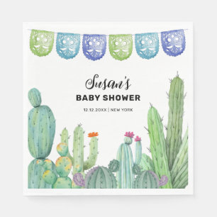 Boho Greenery Taco Fiesta Cactus Baby Shower Napkins