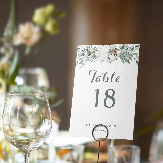 Boho Greenery Watercolor Eucalyptus Wedding Table Number (Boho Greenery Watercolor Eucalyptus Wedding Table Number)