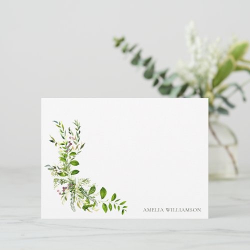Boho Greenery Watercolor Floral Bridal Shower Thank You Card