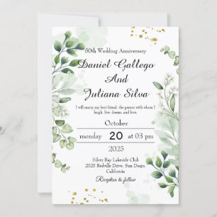 Boho Greenery Wedding Anniversary Invitations