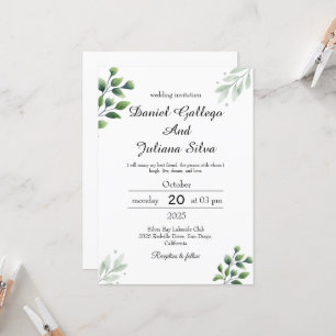 Boho Greenery Wedding Invitation