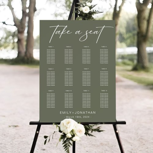 Boho Greenery Wedding Seating chart Foam Board