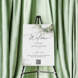 Boho Greenery Welcome Sign QR Code