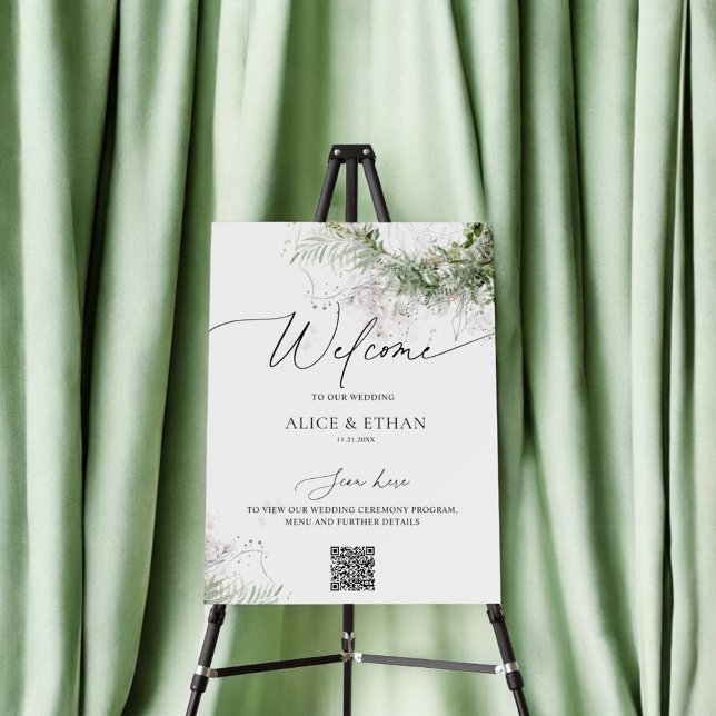 Boho Greenery Welcome Sign QR Code (Creator Uploaded)
