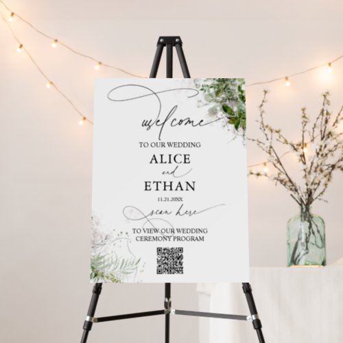 Boho Greenery Welcome Sign with Online Program
