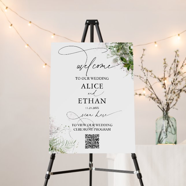 Boho Greenery Welcome Sign with Online Program (In Situ (Stand))