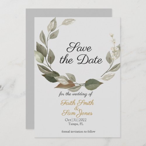 Boho Grey Pampas Grass Save the Date Invitation