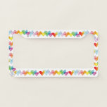 Boho Groovy 60s Watercolor Hearts Cute Colorful License Plate Frame