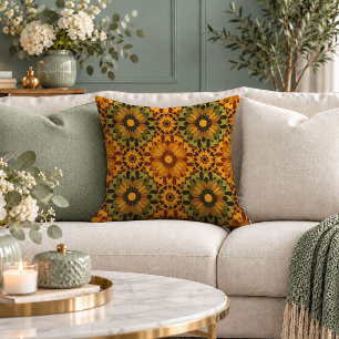 Boho Groovy 70s Hippie Retro Abstract Cushion Deco