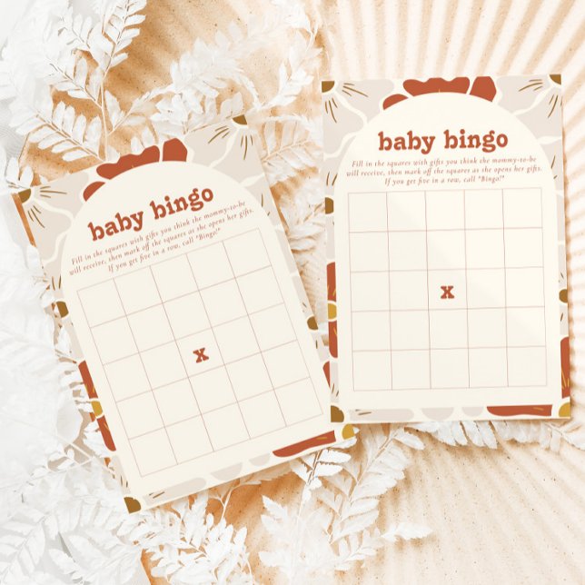 Boho Groovy Baby Bingo Baby Shower Game Card (Creator Uploaded)