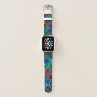 Boho Groovy Colorful Jewel Tone Abstract Fractal Apple Watch Band
