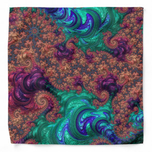 Boho Groovy Colorful Jewel Tone Abstract Fractal Bandana
