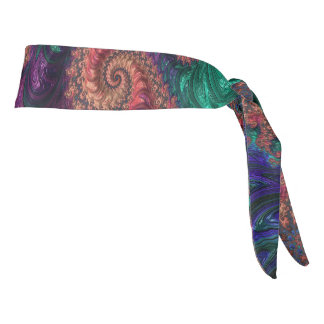 Boho Groovy Colorful Jewel Tone Abstract Fractal Tie Headband