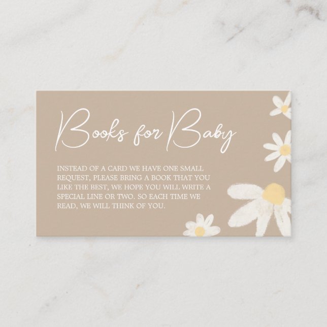 Boho Groovy Daisy Baby Shower Books for Baby Enclosure Card (Front)