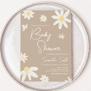 Boho Groovy Daisy Baby Shower Invitation