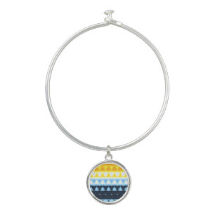 Boho Groovy Geometric Abstract AroAce Pride Flag Bangle Bracelet