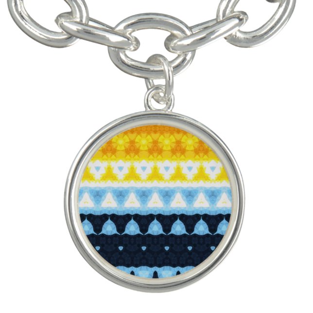 Boho Groovy Geometric Abstract AroAce Pride Flag Bracelet (Design)