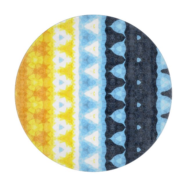 Boho Groovy Geometric Abstract AroAce Pride Flag Cutting Board (Front)