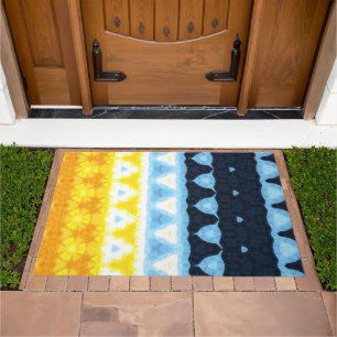Boho Groovy Geometric Abstract AroAce Pride Flag Doormat