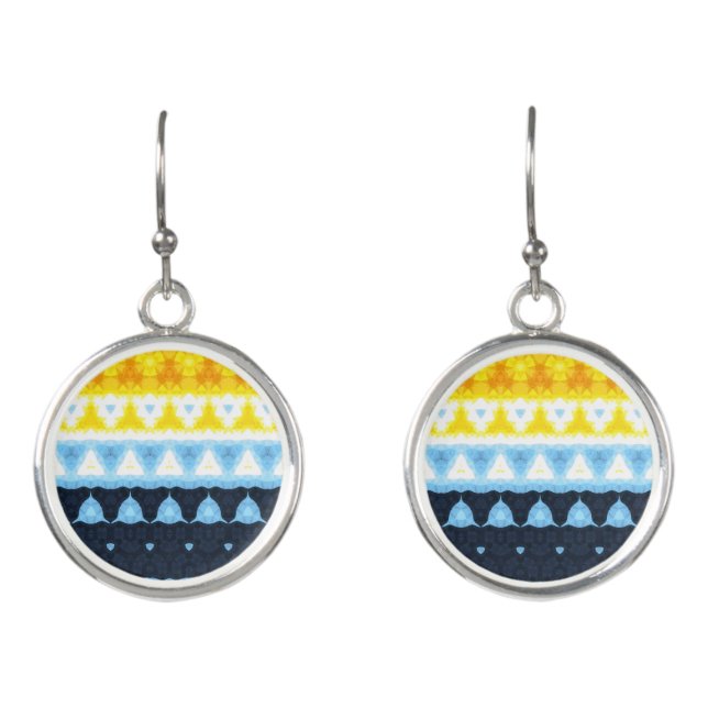 Boho Groovy Geometric Abstract AroAce Pride Flag Earrings (Front)