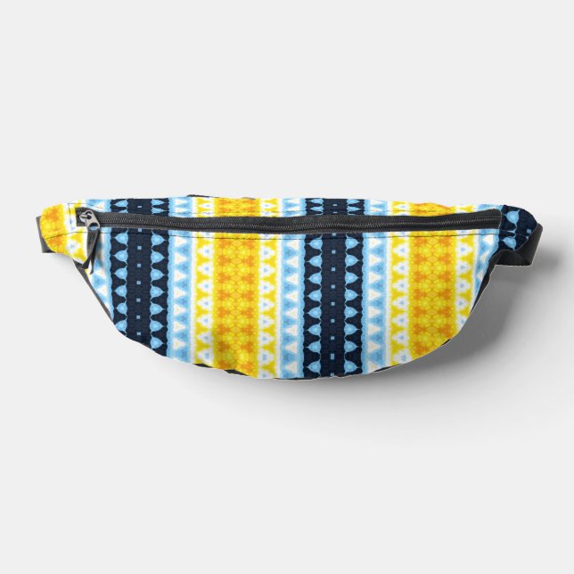 Boho Groovy Geometric Abstract AroAce Pride Flag Fanny Pack (Lay Down)