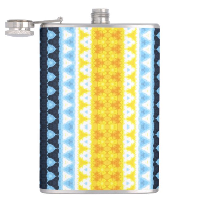 Boho Groovy Geometric Abstract AroAce Pride Flag Flask (Opened)