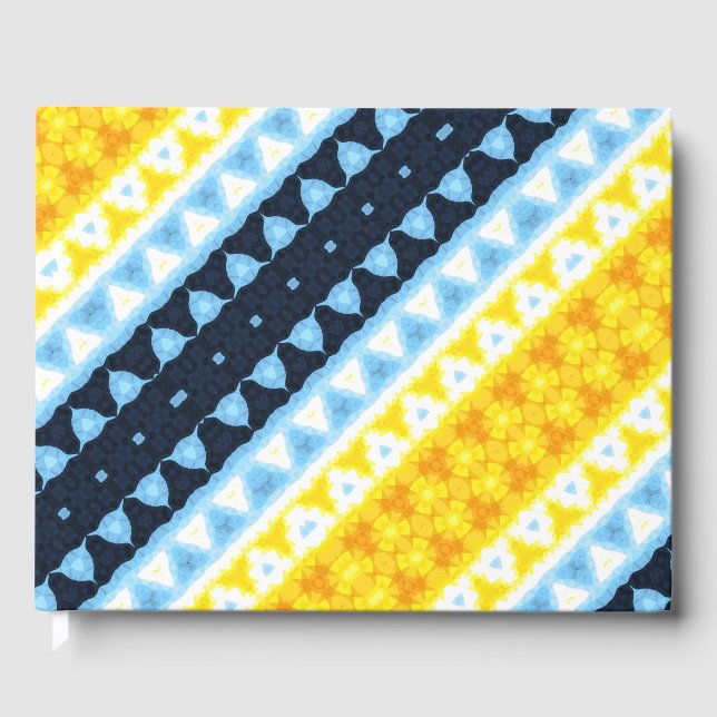 Boho Groovy Geometric Abstract AroAce Pride Flag Guest Book (Front)
