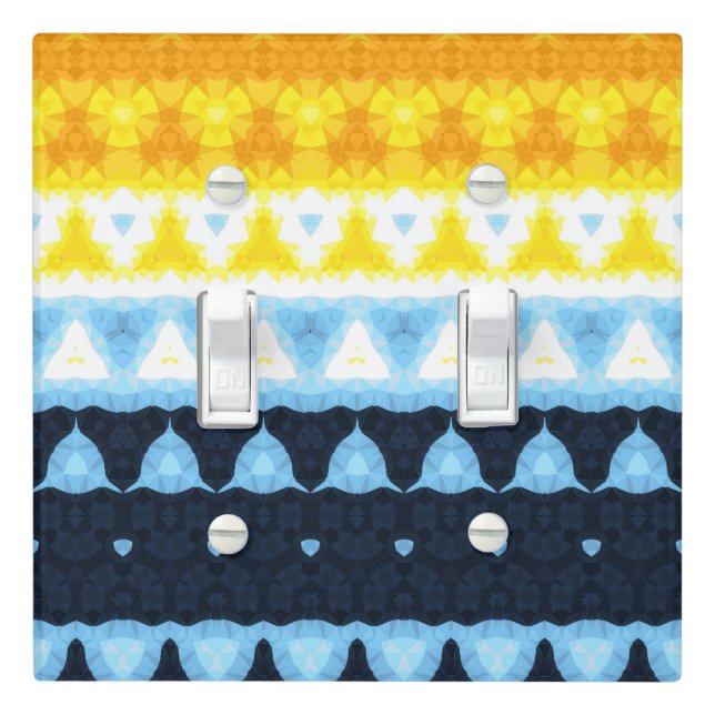 Boho Groovy Geometric Abstract AroAce Pride Flag Light Switch Cover (In Situ)