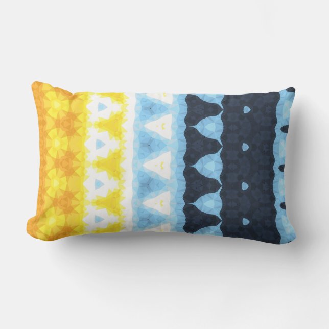 Boho Groovy Geometric Abstract AroAce Pride Flag Lumbar Pillow (Front)