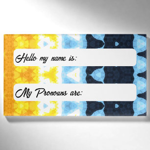 Boho Groovy Geometric Abstract AroAce Pride Flag Name Tag
