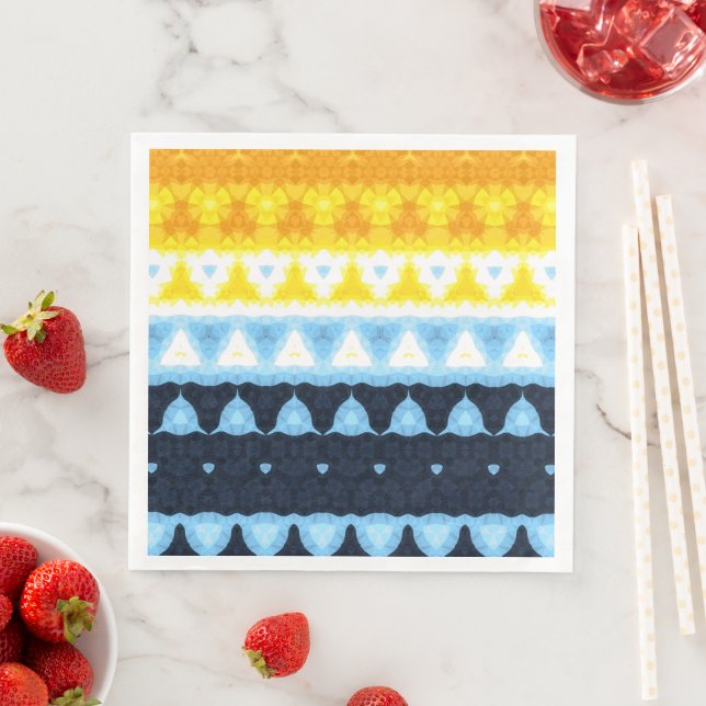 Boho Groovy Geometric Abstract AroAce Pride Flag Paper Dinner Napkins (Insitu)