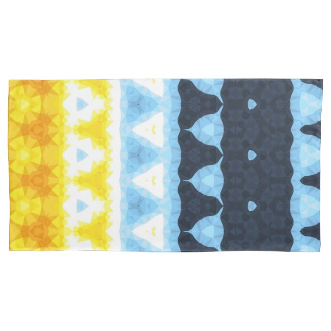 Boho Groovy Geometric Abstract AroAce Pride Flag Pillow Case (Front-Left)