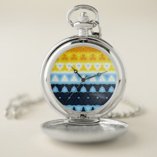 Boho Groovy Geometric Abstract AroAce Pride Flag Pocket Watch