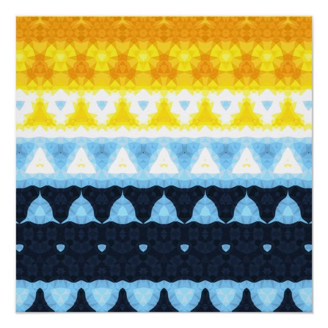 Boho Groovy Geometric Abstract AroAce Pride Flag Poster (Front)