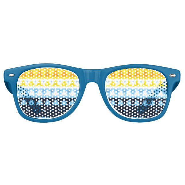 Boho Groovy Geometric Abstract AroAce Pride Flag Retro Sunglasses (Front)