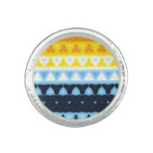 Boho Groovy Geometric Abstract AroAce Pride Flag Ring (Front)