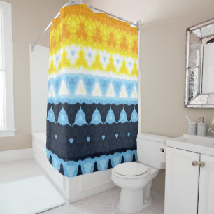 Boho Groovy Geometric Abstract AroAce Pride Flag Shower Curtain