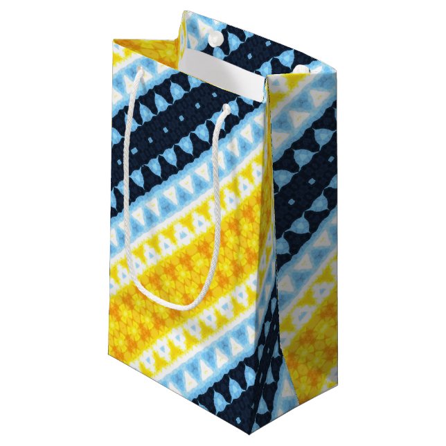 Boho Groovy Geometric Abstract AroAce Pride Flag Small Gift Bag (Front Angled)