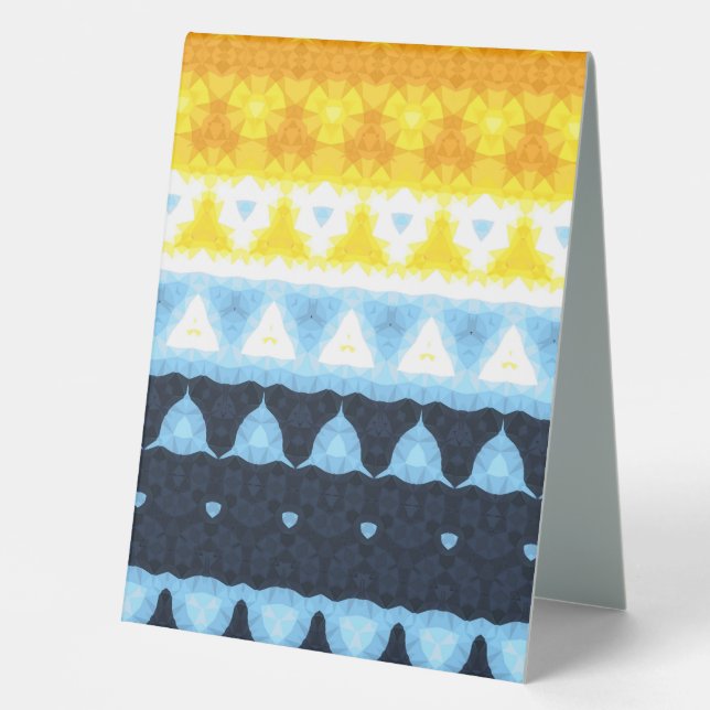 Boho Groovy Geometric Abstract AroAce Pride Flag Table Tent (Front)