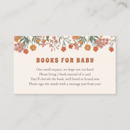 Boho Groovy Meadow Wildflower Books for Baby Enclosure Card